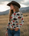 Ace Of Roses Long Sleeve Mesh Top