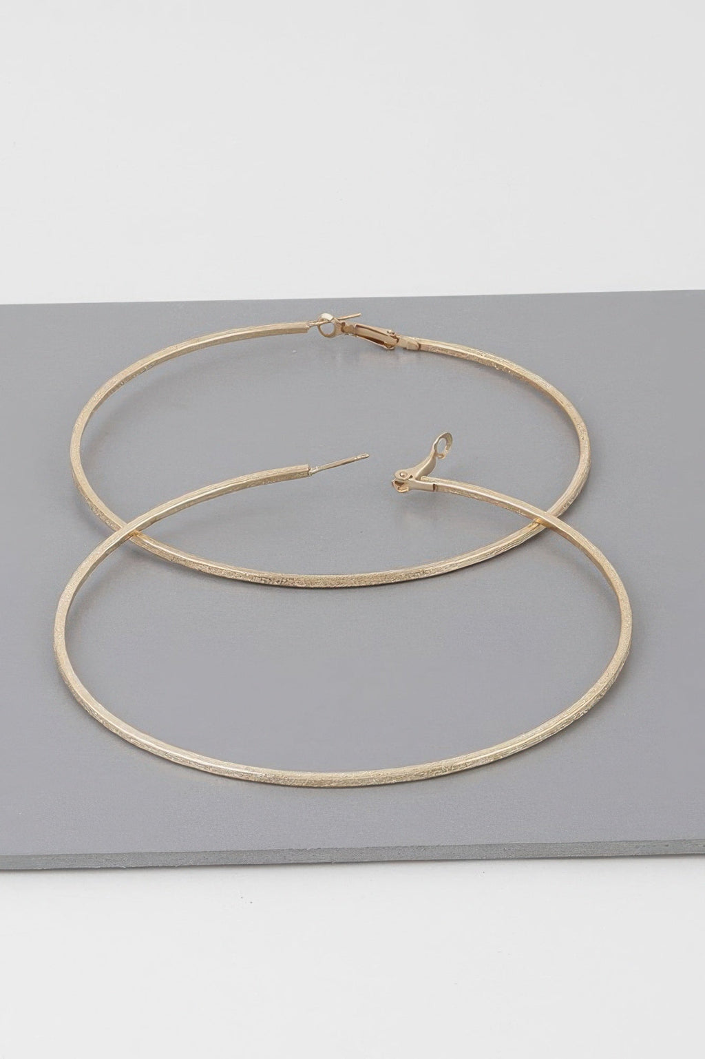 Wide Indented Concrete Hoop Earrings