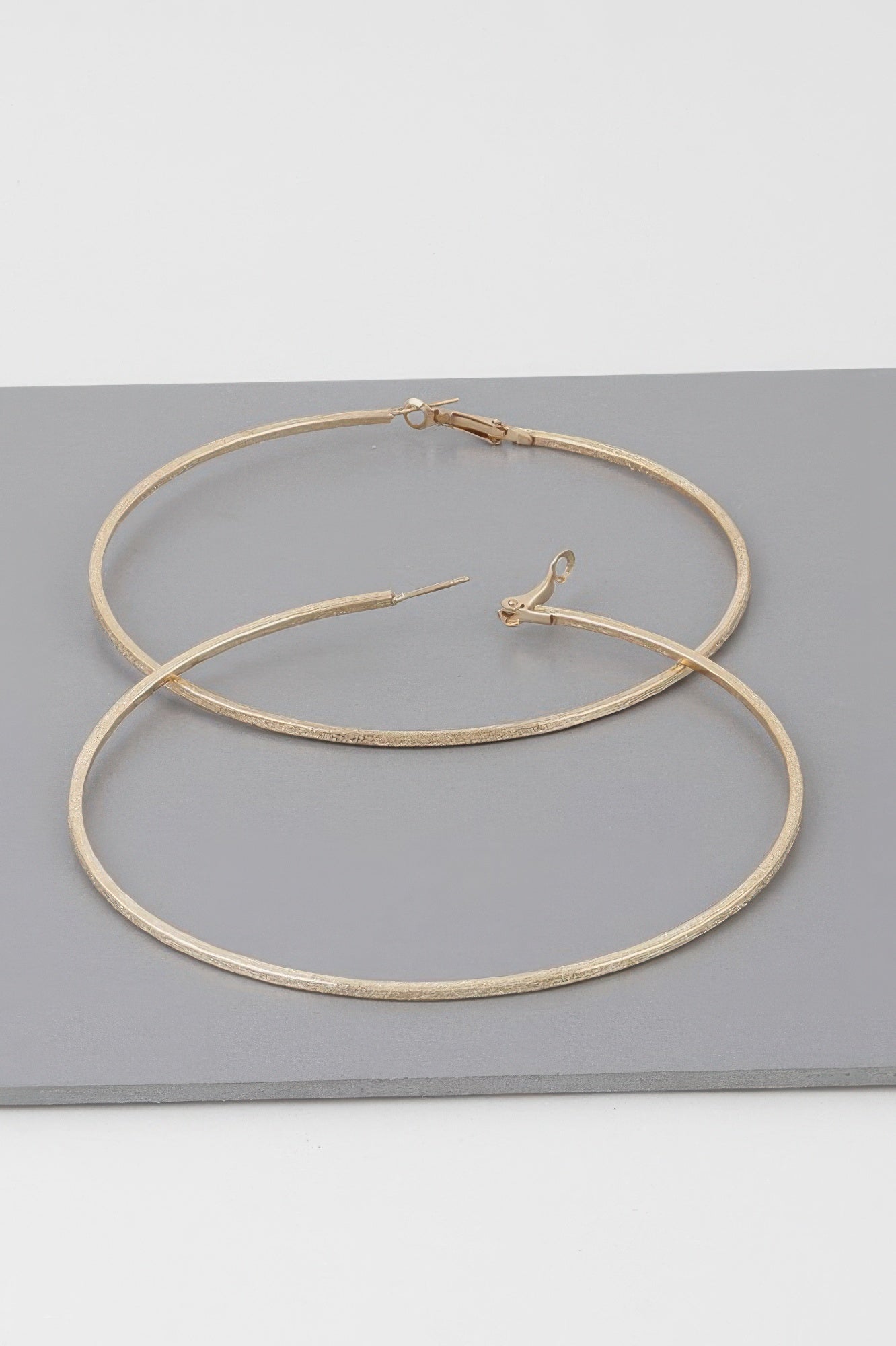 Wide Indented Concrete Hoop Earrings