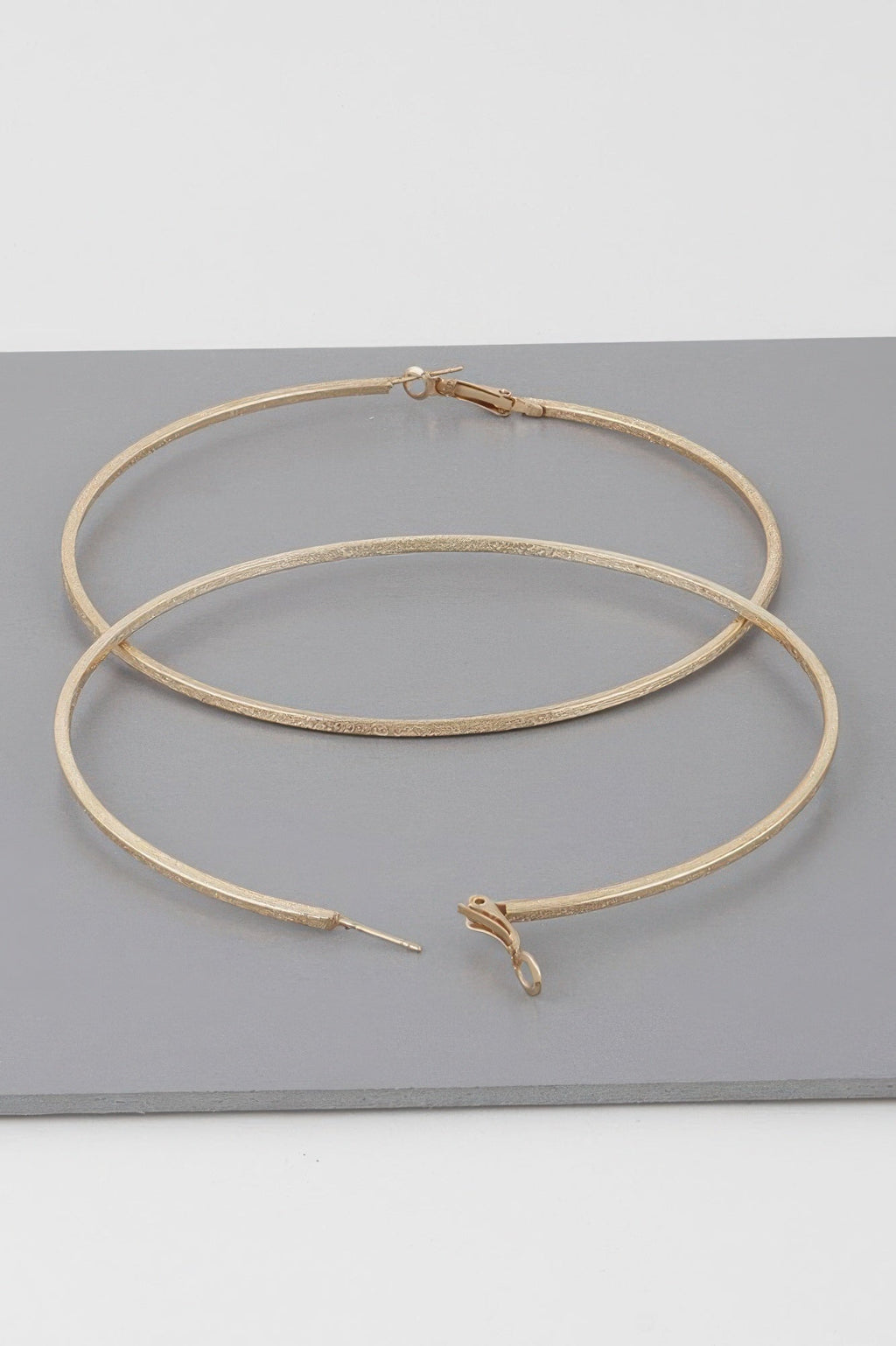 Wide Indented Concrete Hoop Earrings