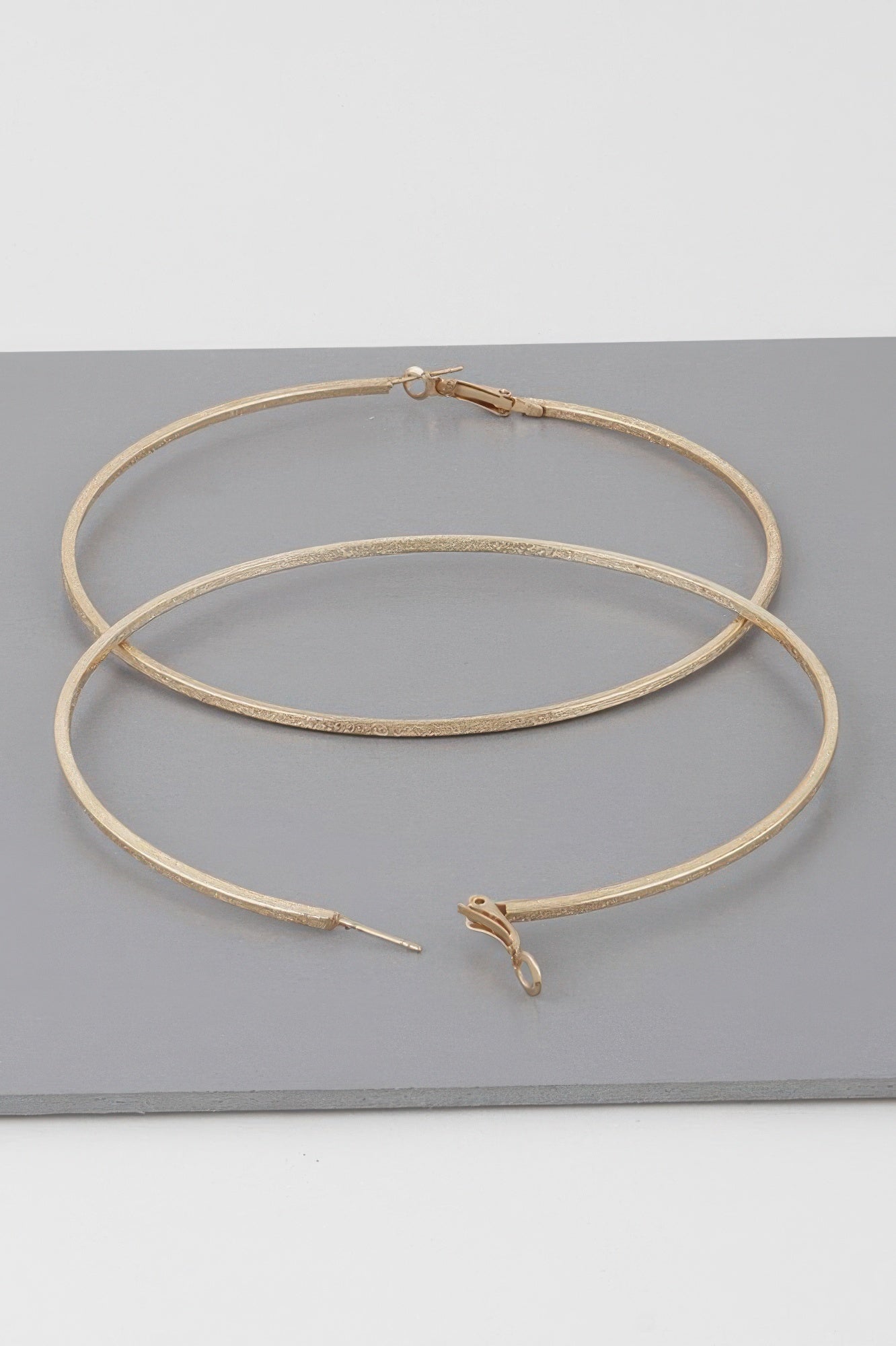 Wide Indented Concrete Hoop Earrings